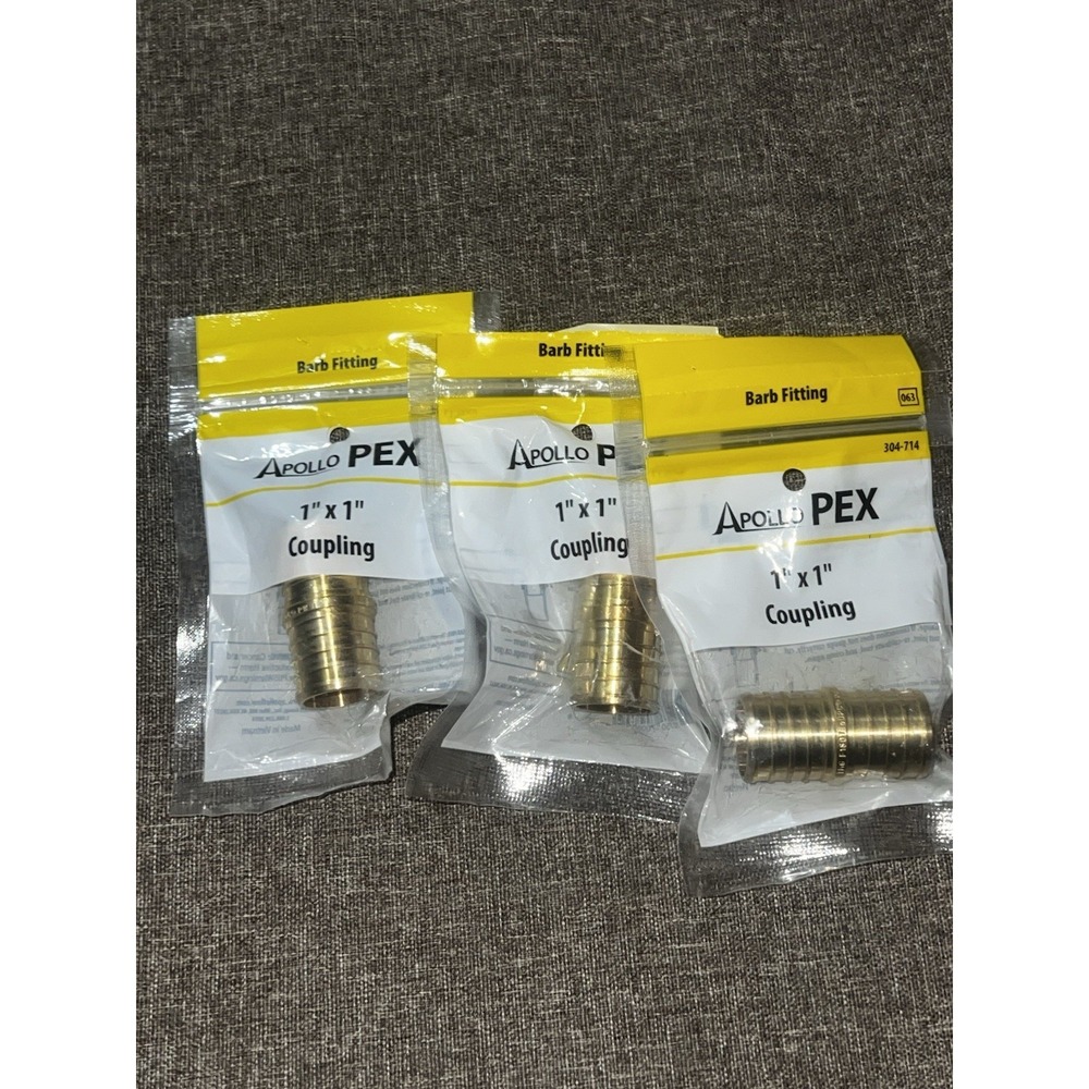 Lot of 3 Apollo 1" x 1" Brass PEX Barb Coupling APXC11 304-714 New in Package